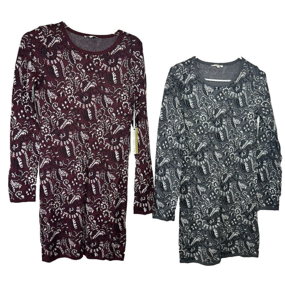 Matty M Sweater Dress Woman Size S Burgundy Gray‎ Sheath Style Lot Of 2 NWT